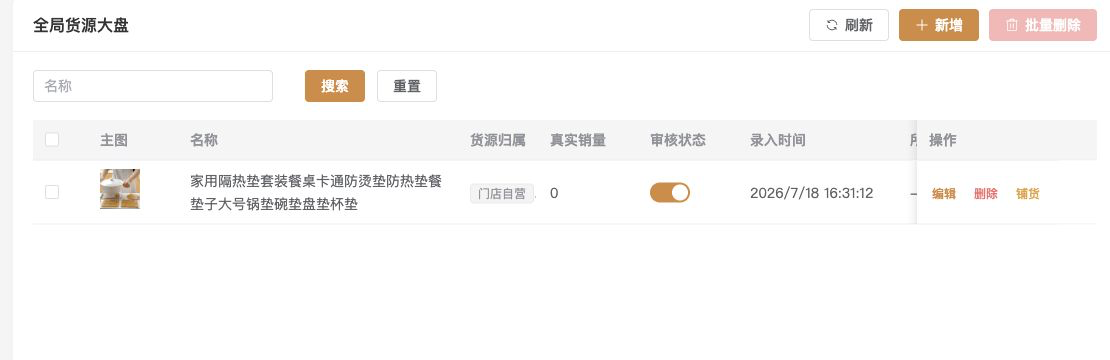 商品列表及货源操作